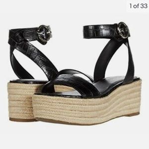 Marc Fisher black croc espadrille sandal size 7.5
